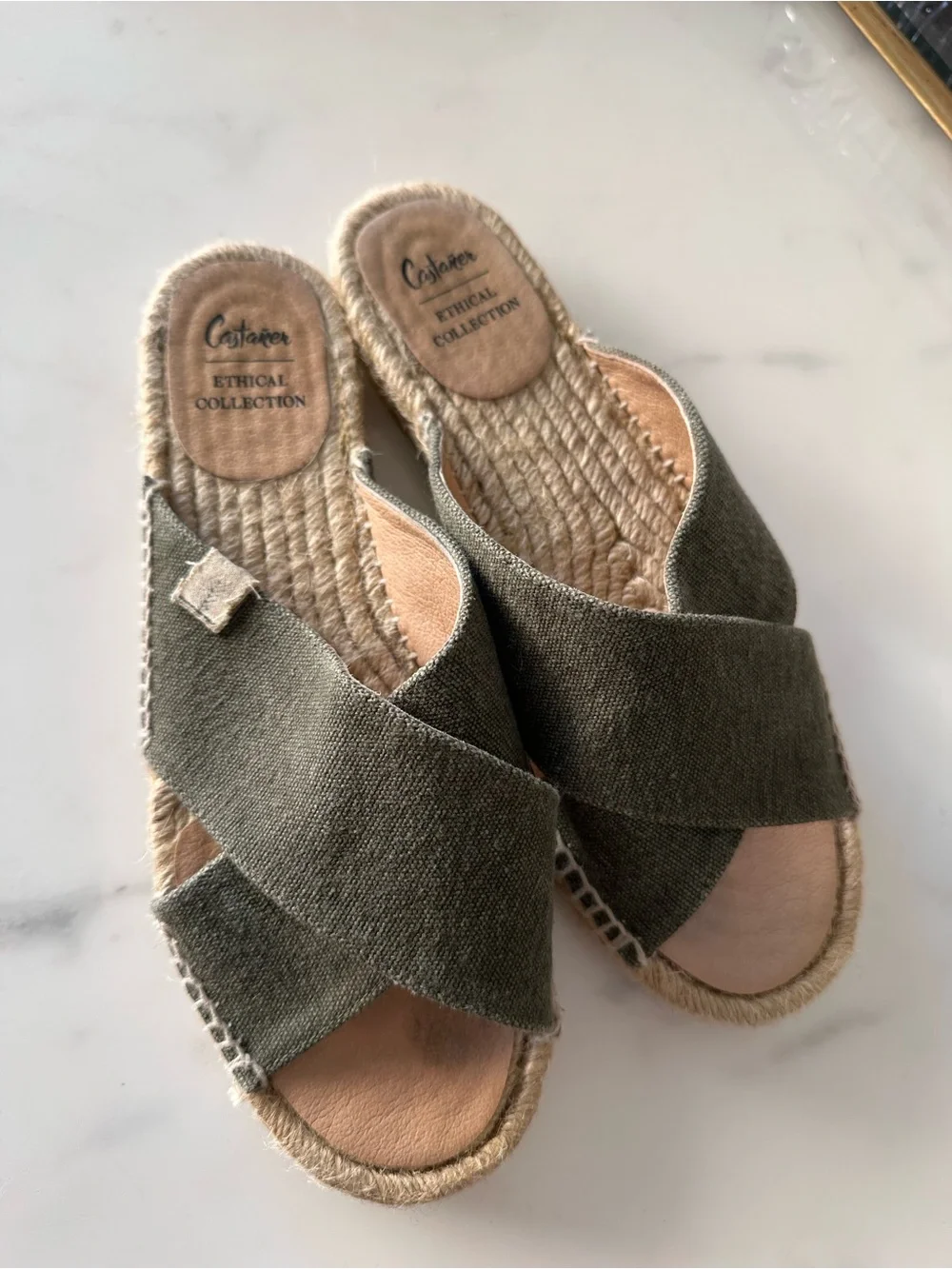 CASTAÑER ESPADRILLE SLIDES SANDALS GREEN SIZE 38